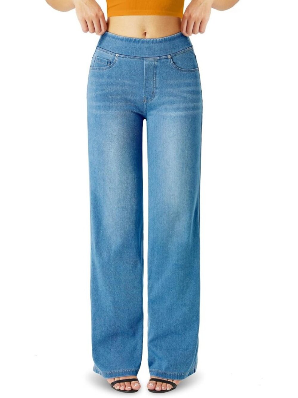 High-Waisted Wide Leg Jeans for Women | Stretchy Denim, Pockets, Casual Chic